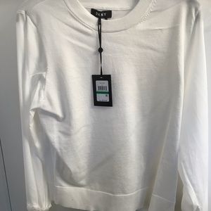 DKNY sweater with sheer sleeves